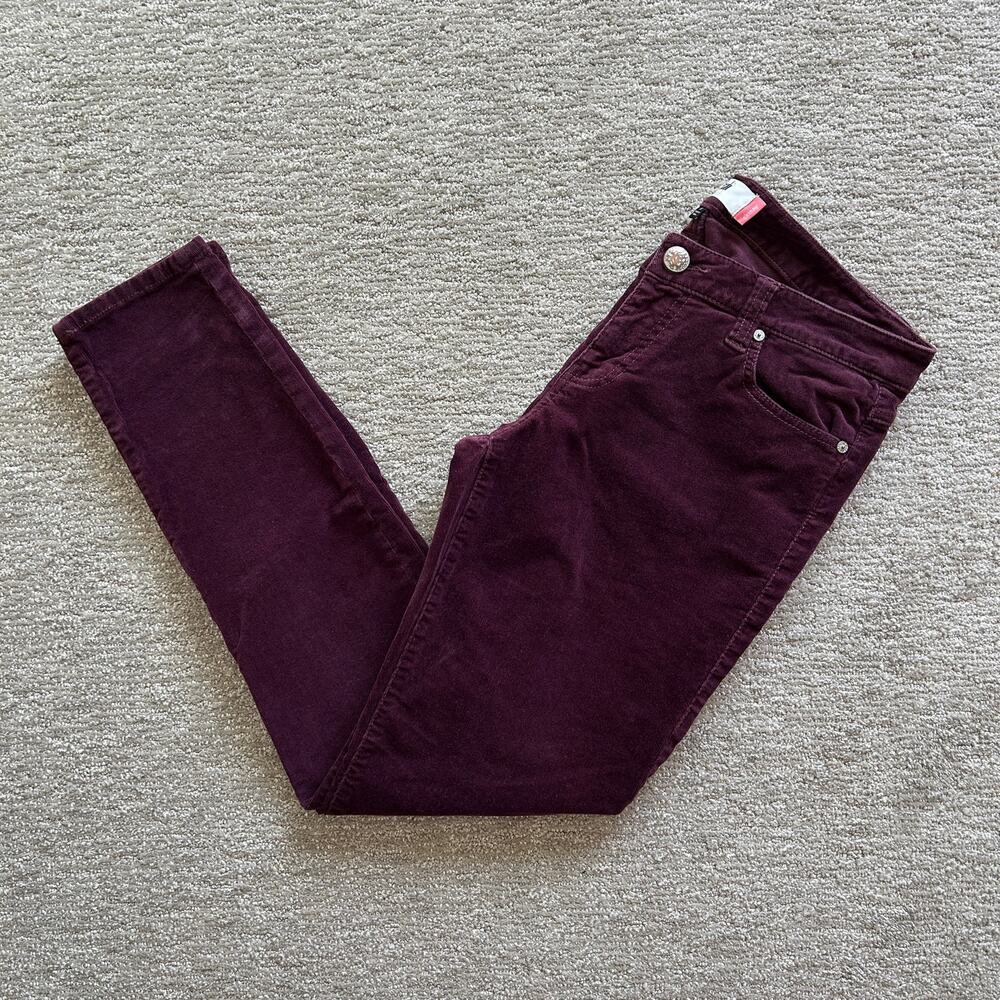 CAbi Dark Purple Mid Rise Corduroy Stretch Soft Skinny Five Pocket Pants Size 8